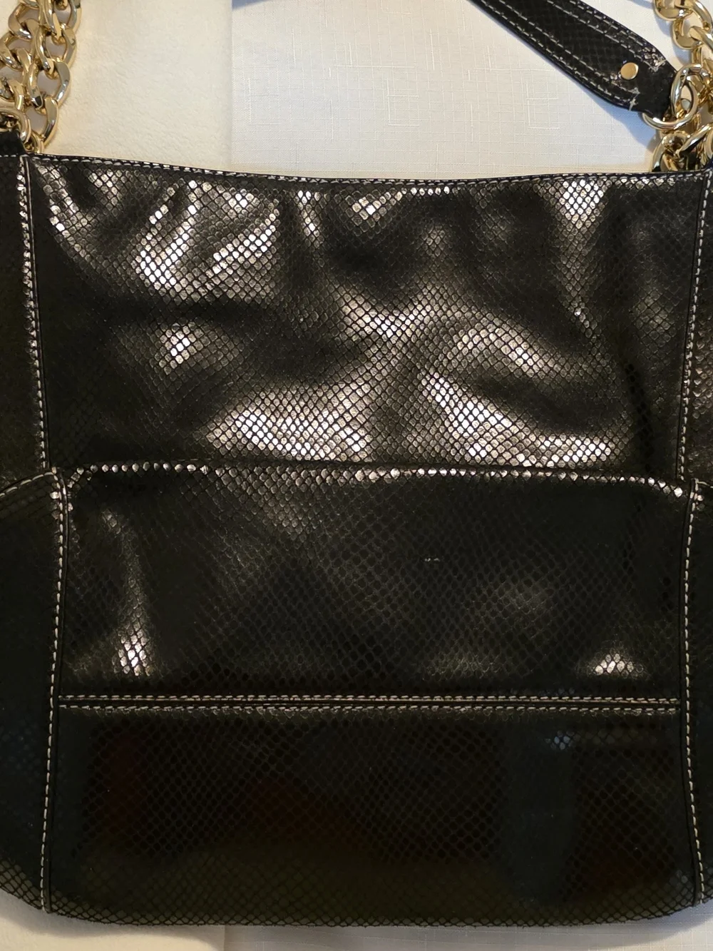 Michael Kors Black Shoulder Bag with Gold Plaque